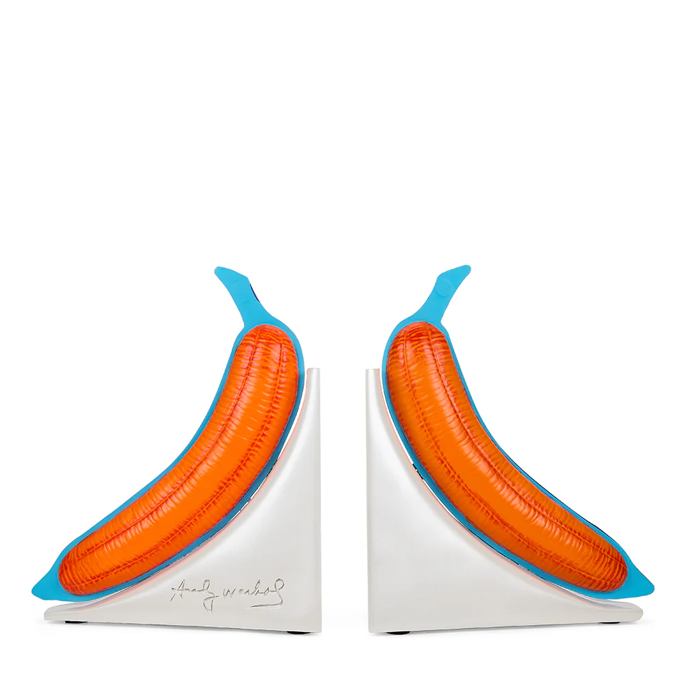 Andy Warhol 10” Lustre Gloss Resin Bookends - Blue Banana - Image 4